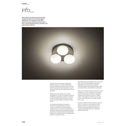 Redo OVUM 01-4306 — Plafonieră LED pentru baie, 3× LED de 5 W, 230 V, 3000/4000 K, CRI 90, Ø 24 cm, IP44, alb/crom lucios