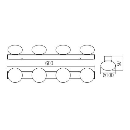 Redo 01-4311 - Plafonieră LED pentru baie OVUM 4xLED/5W/230V 3000/4000K CRI 90 IP44 alb/negru
