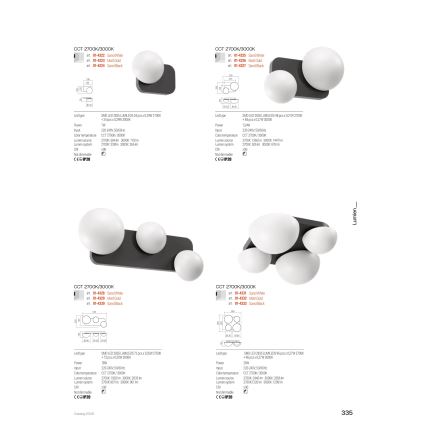 Redo 01-4330 - Aplica de perete LED LUMIEN 3xLED/18W/230V 2700/3000K CRI 90 alb/negru