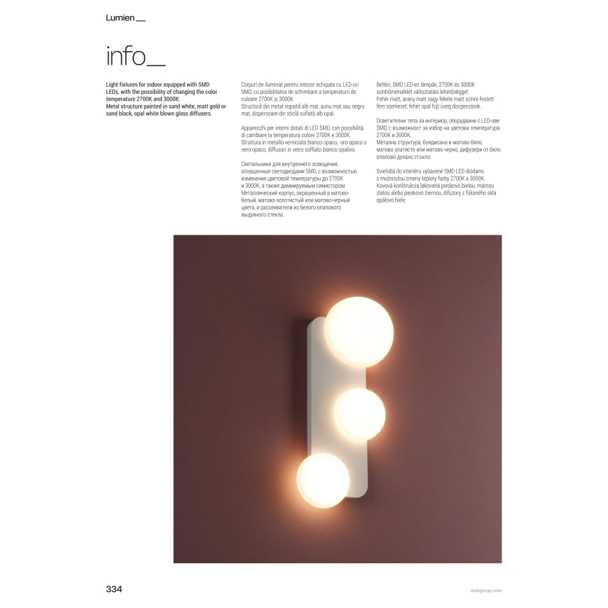 Redo 01-4332 - Plafonieră LED LUMIEN 4xLED/26W/230V 2700/3000K CRI 90 alb/auriu