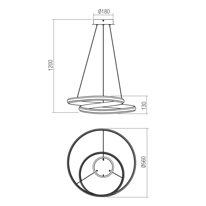 Redo TORSION 01-4361 - Lustru LED dimerizabil suspendat pe cablu LED/40W/230V 2700/3000/4000K CRI 90 diam. 56 cm auriu