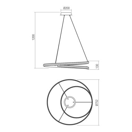 Redo 01-4363 - Lustră LED dimabilă pe cablu TORSION LED/60W/230V 2700/3000/4000K CRI 90 Ø 75,2 cm albă