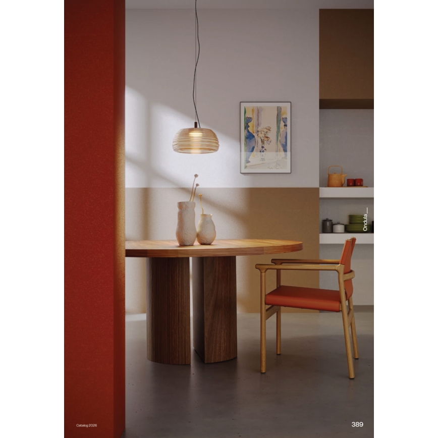 Redo 01-4540 - Lampă suspendată LED dimabilă pe cablu ONDULA LED/12W/230V 2700K/3000K CRI 90 Ø 32 cm bej/fumuriu