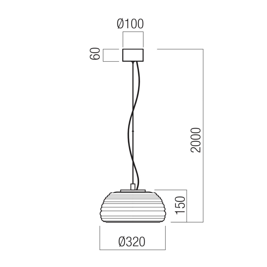 Redo 01-4541 - Lustră LED dimabilă suspendată ONDULA, 12W, 230V, 2700K/3000K, CRI 90, Ø 32 cm, negru/fumuriu