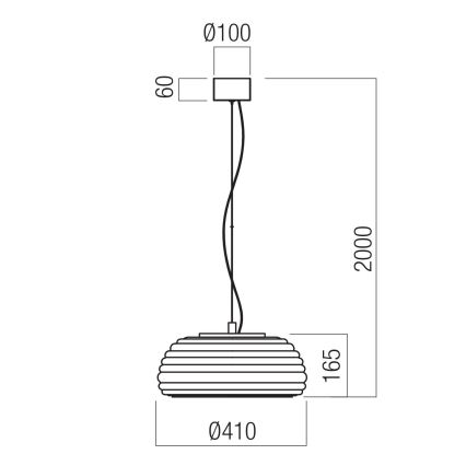 Redo 01-4543 - Lustră LED dimabilă suspendată pe cablu ONDULA LED/16W/230V 2700K/3000K CRI 90 Ø 41 cm negru/fumuriu