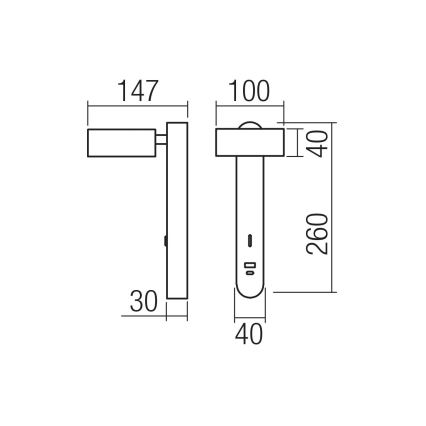 Redo 01-4642 SADES - Aplică de perete LED, 6W, 230V, CRI 90, USB, bronz
