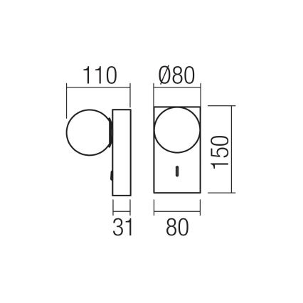 Redo 01-4657 - Aplica de perete LED NORMA, 5W, 230V, CRI 90, USB, alb/auriu