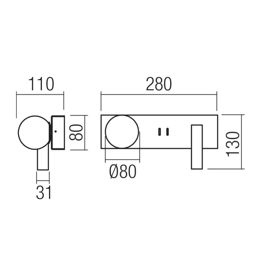 Redo 01-4661 - Aplică LED de perete NORMA LED/5W/230V + LED/3W CRI 90 USB alb/auriu