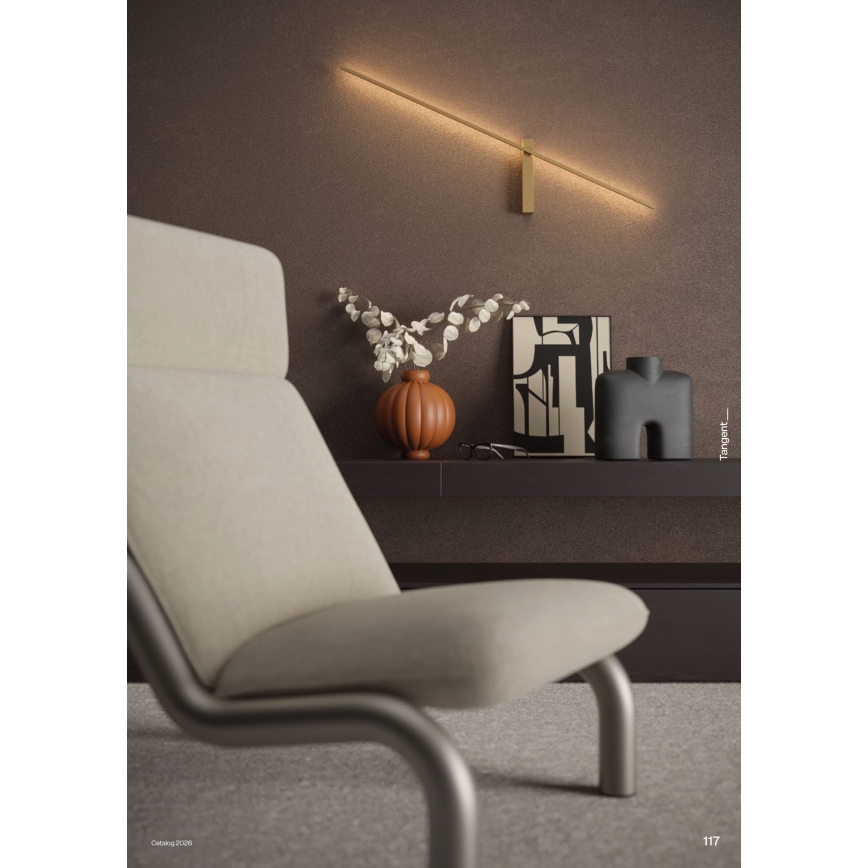 Redo 01-4672 - Aplica de perete TANGENT LED/6W/230V 2700/2850/3000K 73 cm CRI 90 auriu