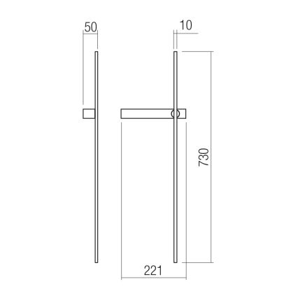 Redo TANGENT 01-4673 - Aplică de perete LED/6W/230V 2700/2850/3000K, 73 cm, CRI 90, negru