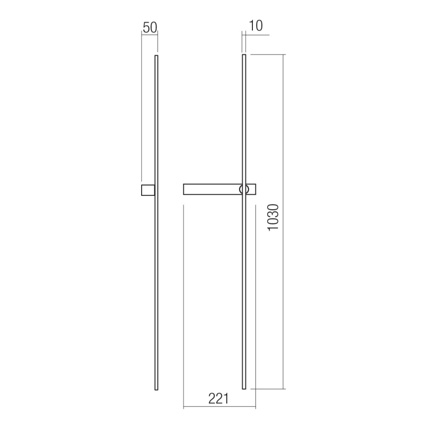 Redo 01-4675 - Aplica de perete LED TANGENT, 9 W, 230 V, 2700/2850/3000 K, 73 cm, CRI 90, neagră