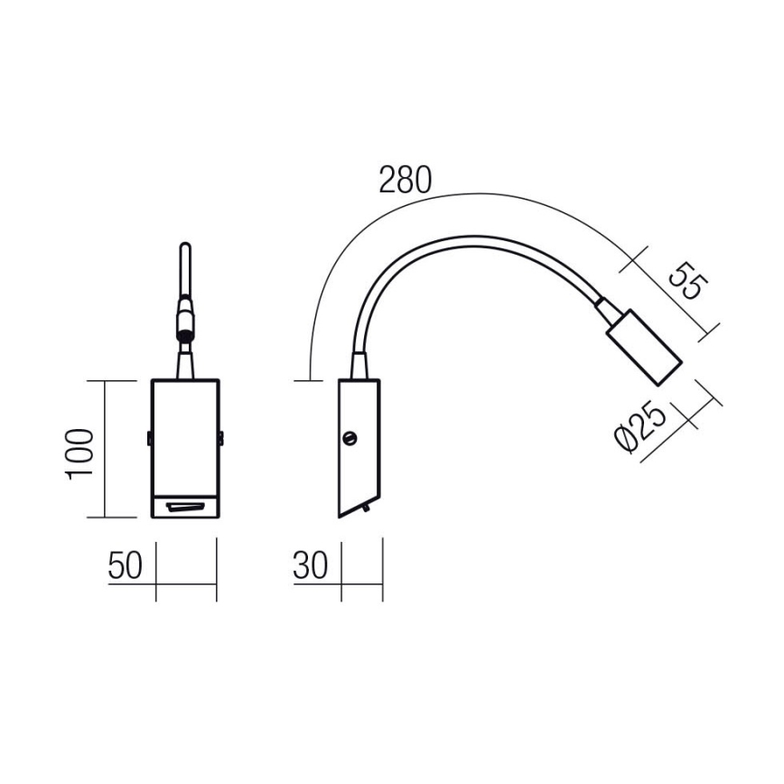 Redo 01-4802 - Lampă flexibilă LED HELLO, 3W, 230V, bronz