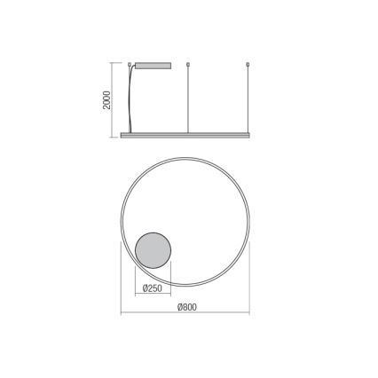 Redo 01-4877 - Lustră LED dimabilă pe cablu ORBIT LED/55W/230V 2700/3000K bronz