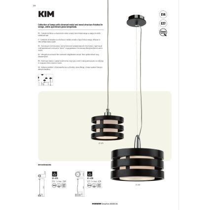Redo 01-627 - Lustră cu tijă KIM, 4 x E14, 28 W, 230 V, crom lucios/negru