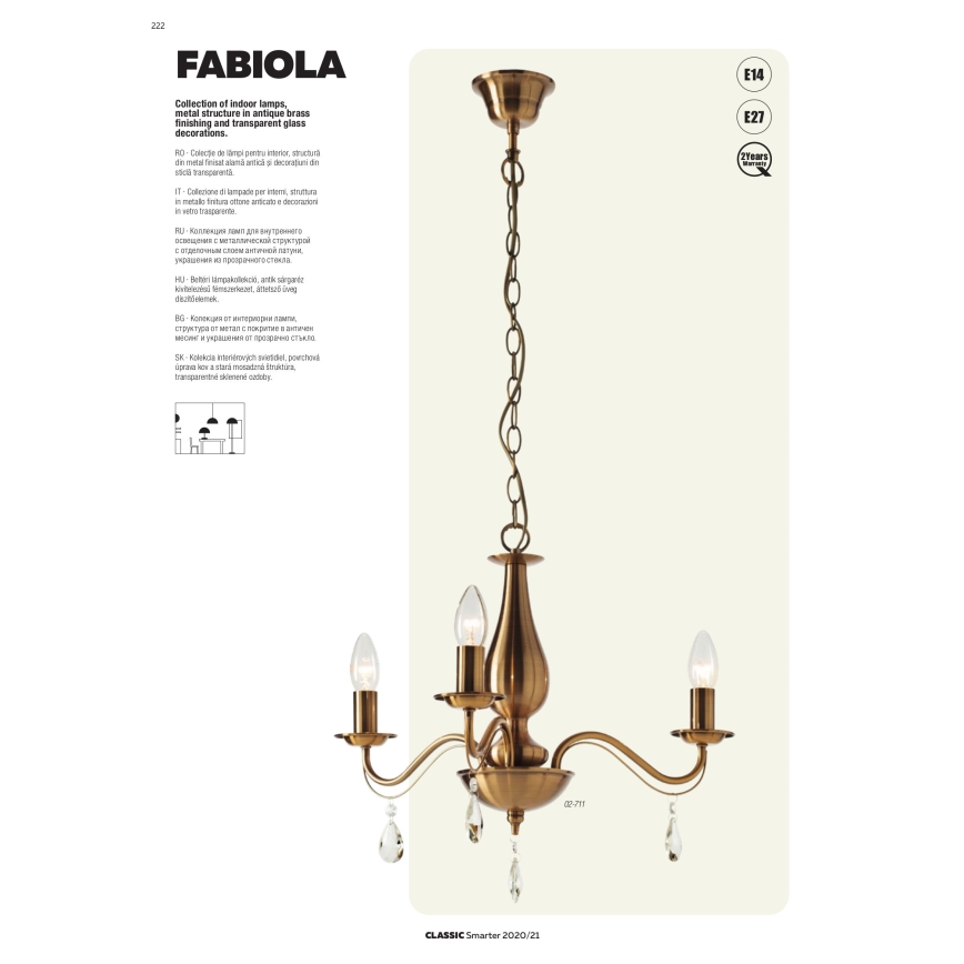 Redo 02-712 - Lustră pe lanț FABIOLA 5xE14/28W/230V