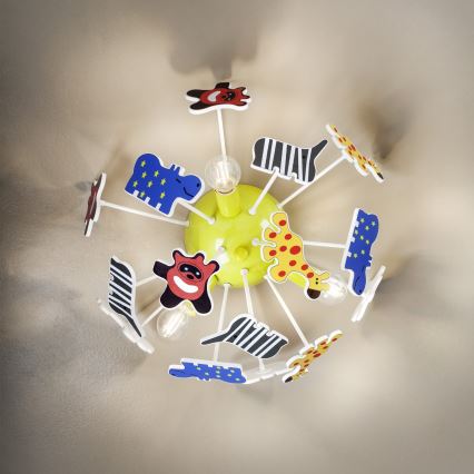 Redo 04-514 - Plafonieră pentru copii SAFARI 3xE14/28W/230V, Ø 41 cm, multicoloră