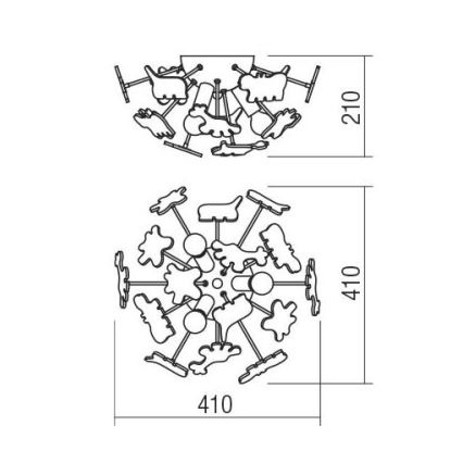 Redo 04-514 - Plafonieră pentru copii SAFARI 3xE14/28W/230V, Ø 41 cm, multicoloră
