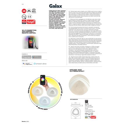 Redo 05-919 - Plafonieră LED dimmabilă GALAX LED/48W/230V 3000–6500K Wi-Fi Tuya Ø 48 cm albă + telecomandă