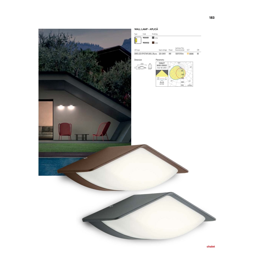 Redo 90002 - Lampă de perete LED pentru exterior CHALET, 8W, 230V, IP54
