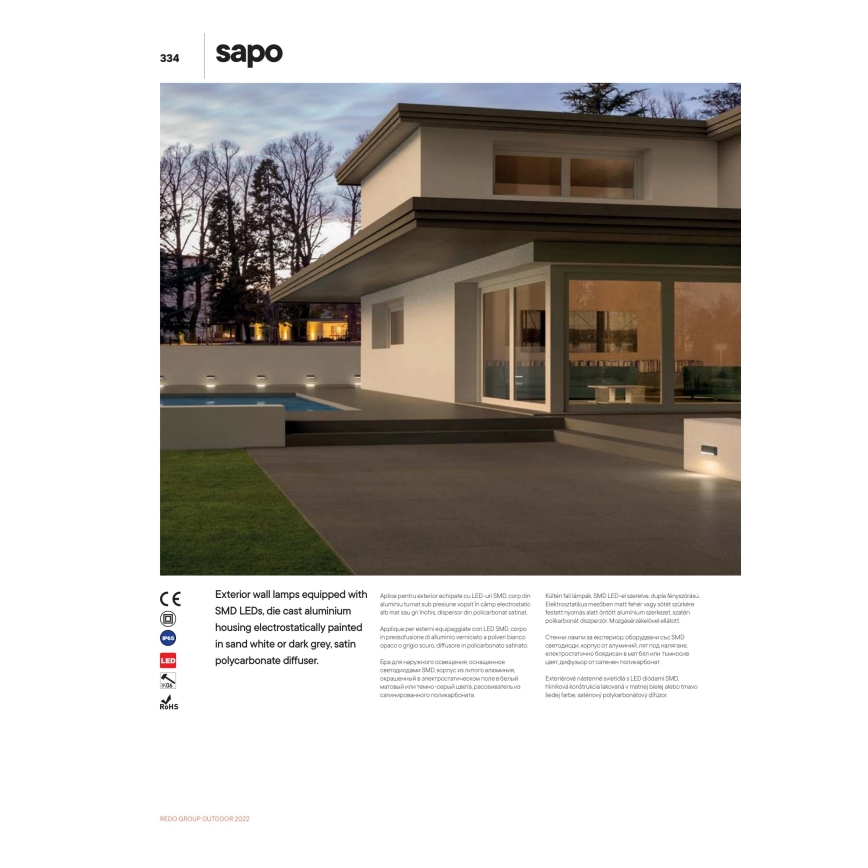 Redo 90070 - Aplică de perete pentru exterior SAPO LED/3W/230V IP65