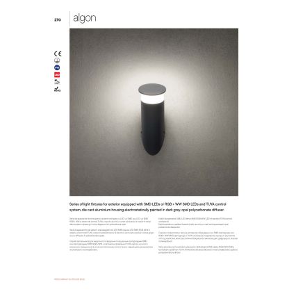 Redo 90073 - LED RGBW Aplica de perete pentru exterior ALGON LED/6W/230V Wi-Fi Tuya IP65 antracit