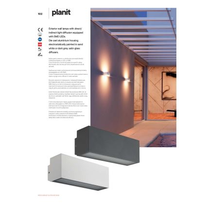 Redo 90095 - Aplică de perete pentru exterior PLANIT, LED 10W, 230V, 3000K, IP54, alb