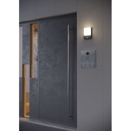 Redo 90134 - Aplică de exterior LED COLIN, 9W/230V, 4000K, IP54, antracit, cu senzor de mișcare și senzor de amurg