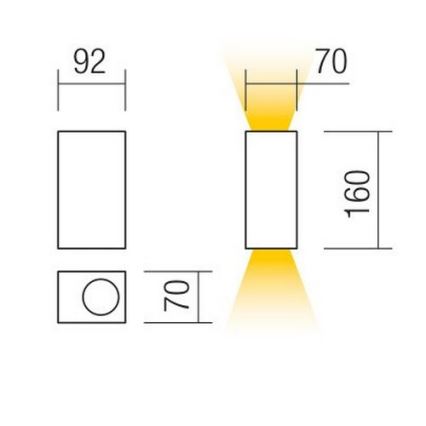Redo 90152 - Aplică perete exterior PUNTA 2xGU10/7W/230V IP44