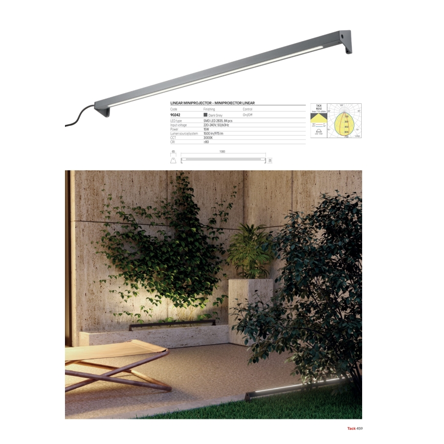 Redo 90242 - Lampă LED de exterior TACK IP65 LED/15W/230V 3000K IP65 antracit