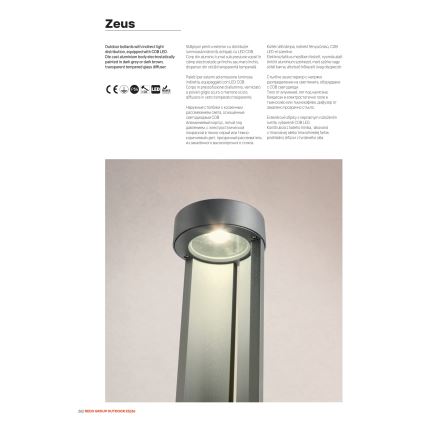 Redo 90365 - Lampă de exterior ZEUS LED/11,5W/230V 3000K 75 cm IP54 antracit