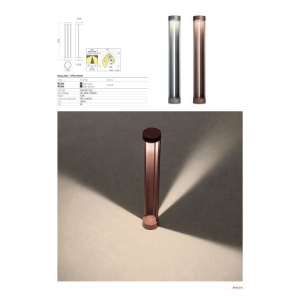 Redo 90365 - Lampă de exterior ZEUS LED/11,5W/230V 3000K 75 cm IP54 antracit