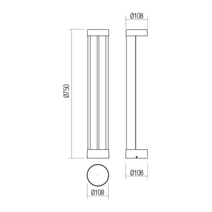 Redo 90365 - Lampă de exterior ZEUS LED/11,5W/230V 3000K 75 cm IP54 antracit