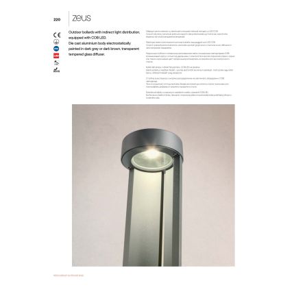 Redo 90366 - Lampă LED de exterior ZEUS LED/11,5W/230V 3000K 75 cm IP54 maro