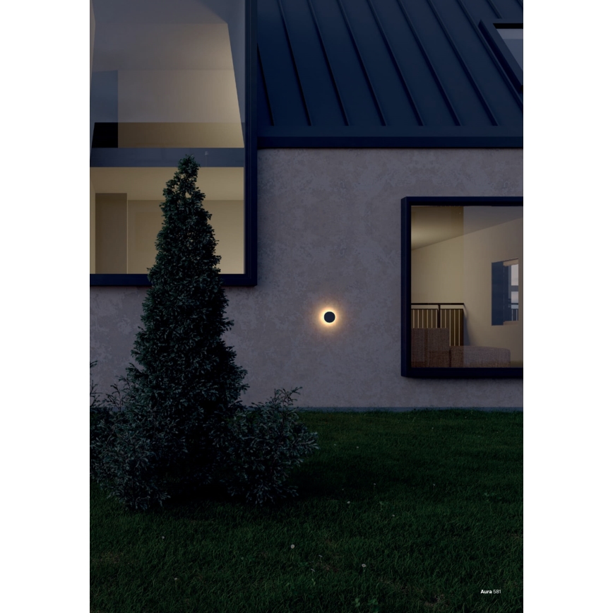 Redo 90369 - Aplica LED de exterior AURA, 8W, 230V, 3000K, IP65, antracit