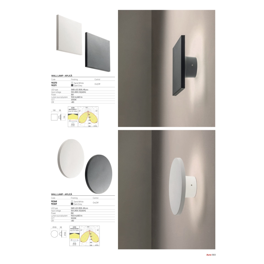 Redo 90371 - Aplică de perete pentru exterior AURA LED/8W/230V 3000K IP65 antracit