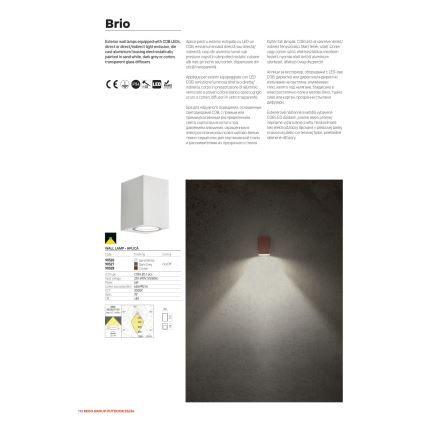 Redo 90528 - Aplica de perete LED pentru exterior BRIO, 6W, 230V, 3000K, IP54, maro