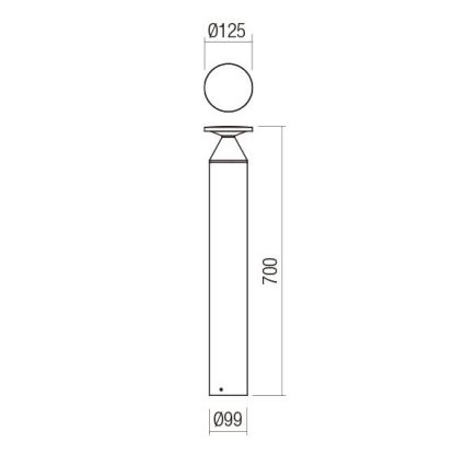 Redo 90591 - Lampă LED de exterior BIRO, 12W/230V, 3000K, 70 cm, CRI 90, IP65, antracit
