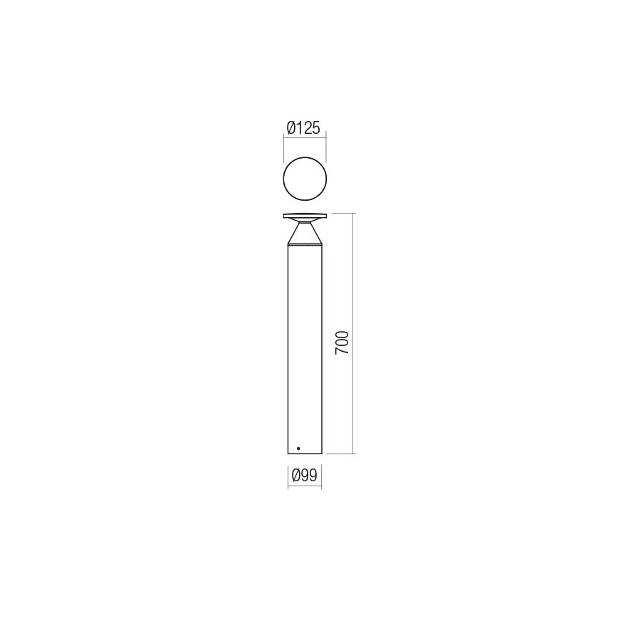 Redo 90591 - Lampă LED de exterior BIRO, 12W/230V, 3000K, 70 cm, CRI 90, IP65, antracit