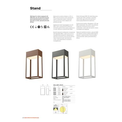 Redo 90603 - Aplică LED de exterior STAND LED/20W/230V 3000K CRI 90 IP65 antracit