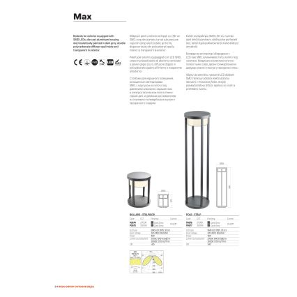 Redo 90676 - Lampă de exterior LED MAX, 15W, 230V, 2700K, 80 cm, IP65, antracit