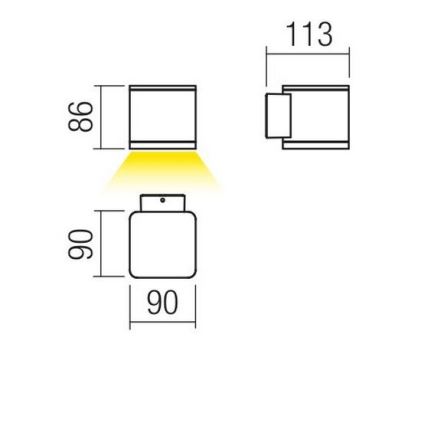 Redo 9069 - Aplica de perete pentru exterior BETA LED, 6W, 230V, 3000K, IP54, antracit