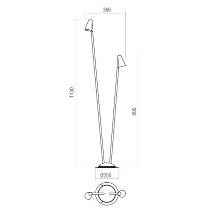 Redo 90711 - Lampă LED de exterior NIVALIS, 2x LED, 6,9 W, 230 V, 3000 K, 110 cm, IP65, antracit