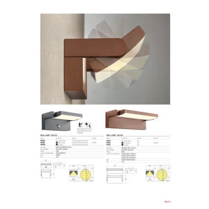 Redo 90716 - Aplica de perete LED pentru exterior FLIP, 40W, 230V, 3000/4000/5000K, CRI 90, IP54, maro