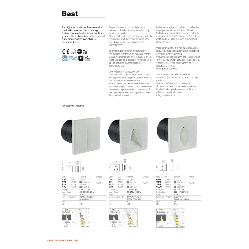 Redo 91196 - Aplica LED de orientare pentru exterior BAST LED/2,5W/230V 3000K CRI 90 IP65 antracit