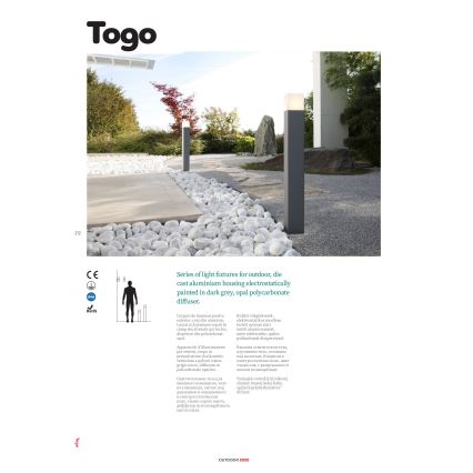 Redo 9265 - Aplică perete exterior TOGO 1xE27/13W/230V IP44