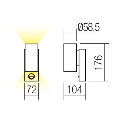 Redo 9453 - Aplică de exterior cu LED și senzor VINCE 2xLED/3W/230V IP54 antracit