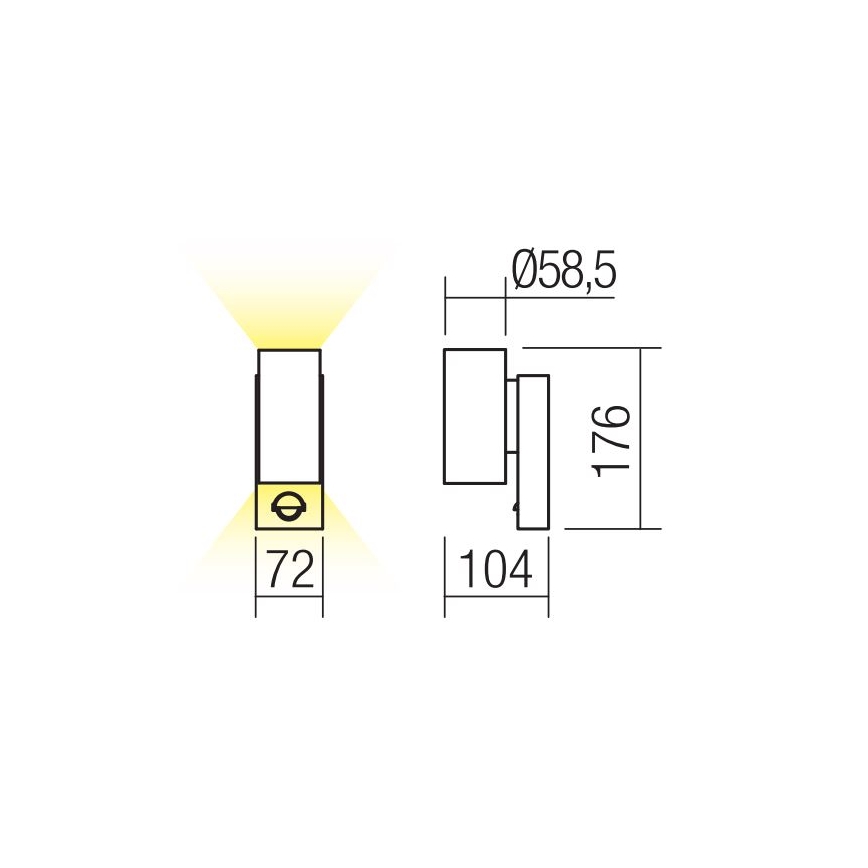 Redo 9455 - Aplică de perete LED pentru exterior cu senzor VINCE, 2 x LED/3W/230V, IP54, maro