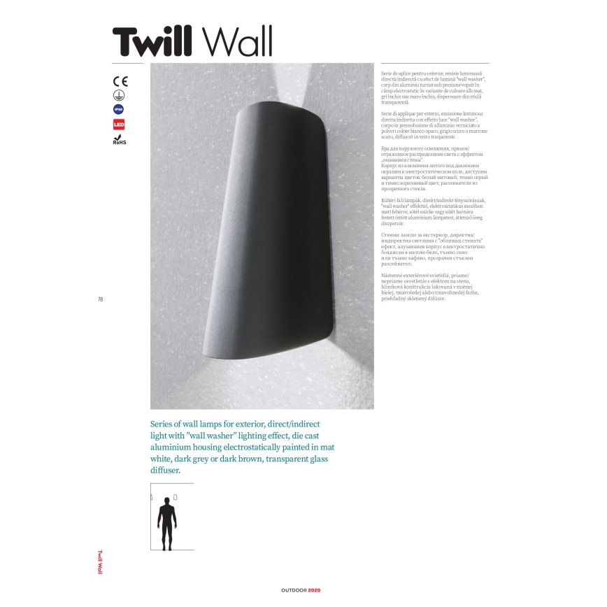 Redo 9536 - Aplica de exterior TWILL LED/11W/230V IP65