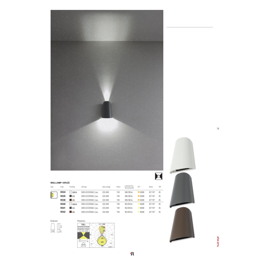 Redo 9536 - Aplica de exterior TWILL LED/11W/230V IP65