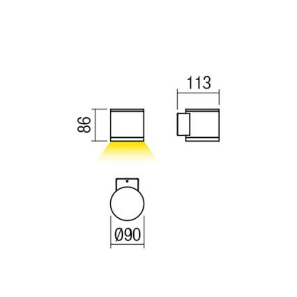 Redo 9596 - Aplică LED de exterior ETA, 6W, 230V, 3000K, IP54, maro